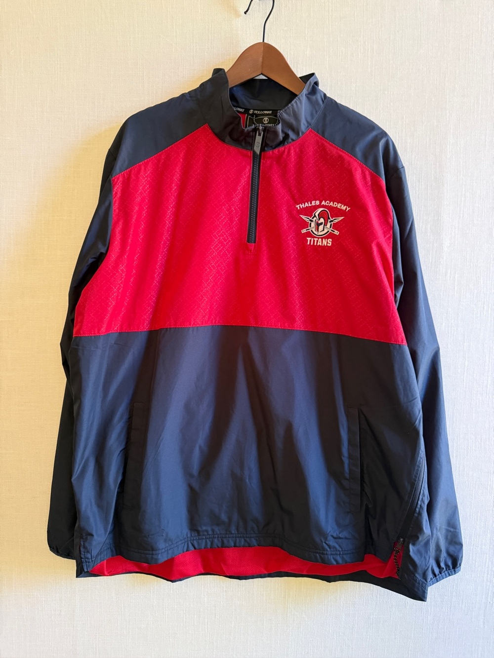 Holloway Thales Academy Titans Red Navy 1/4 Zip Windshirt XL